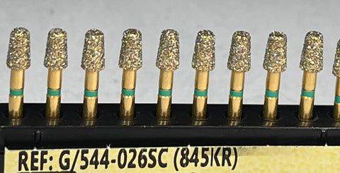 544-026S (845KR) 10-Pk , Multi use Gold Diamond Burs Modified Rounded Cone Shaped