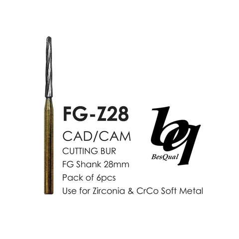 Zirconia (Unsintered) Sprue Cutting Bur FG-Z28 (5 Pkg)Dental Zekrya FG Burs
28mm
Sectioning an impacted wisdom tooth prior to its extraction
Separating roots
Removing a broken root stump
Cutting a tooth horizontally at neck level
Reworking temporary teeth