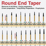 G/198-016S | (856)  10-Pk , Multi use Gold Diamond Burs (Round End Taper Shaped)