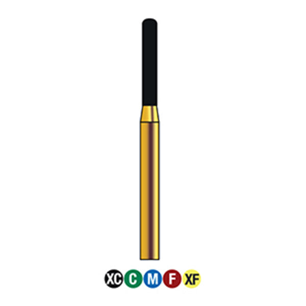 G/141-014L | 881 10-pk  Reusable Gold Diamond Bur Round End Cylinder Shaped